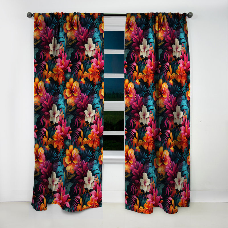 Jungle Splendor - motif tropical III - Rideau floral - Rideau floral obscurcissant - 1 panneau, L 52 po x L 108 po