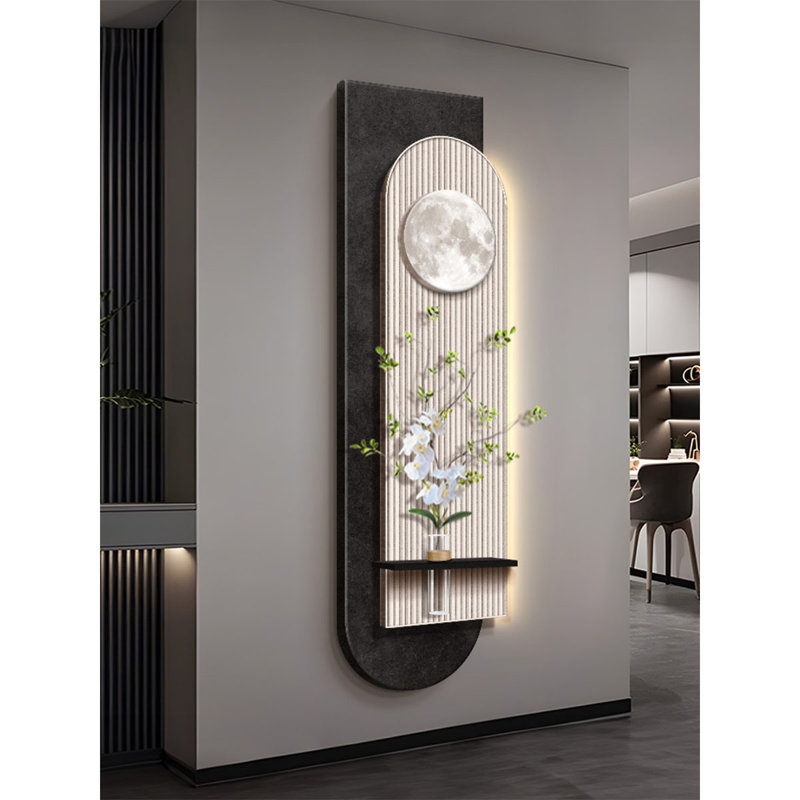 Modern Luxury Led Moon & Floral Wall Art - Entryway Decor, 47.24” H x 15.75” W x 1.38” D