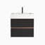 Meuble-lavabo mural flottant 24 po avec double tiroir noir doux | Idée de cadeau