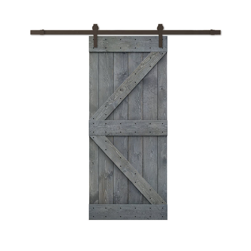 84'' Knotty Pine Rustic Barn Door with Matte Black Hardware
