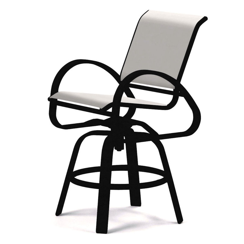Tabouret de bar Holna, Blanc 6D Sunbrella®, Noir texturé