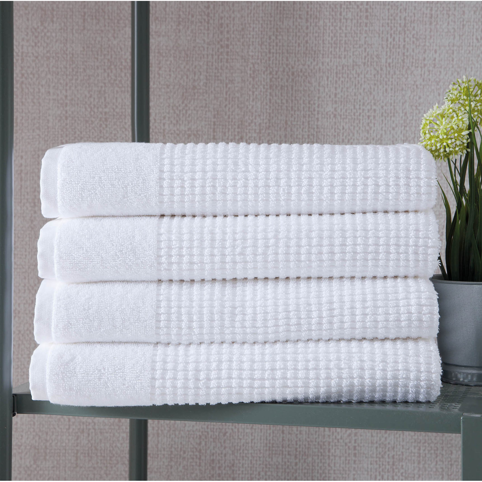 Earline 4-Piece Turkish Cotton Bath Towel Set, White