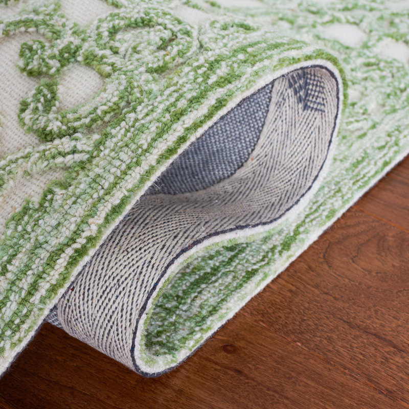 Trella Hand Tufted Wool And Cotton With Latex Floral Rug, Rectangle 5' x 8'