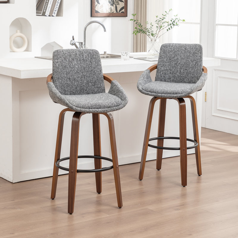 Swivel Upholstered Counter Stool, Counter Stool (63.5cm Seat Height), Light Grey