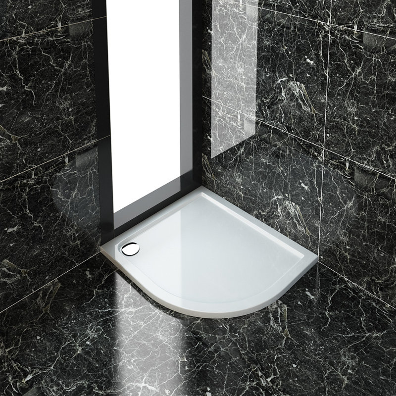 Tockington Stone Standard Shower Tray - White, 40 x 1000 x 800 mm, Left