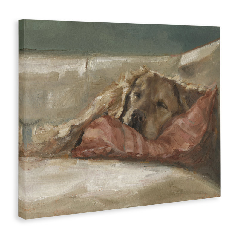 "Comfortable Sleeping Labrador", art mural par Ethan Harper, 24" H x 30" W