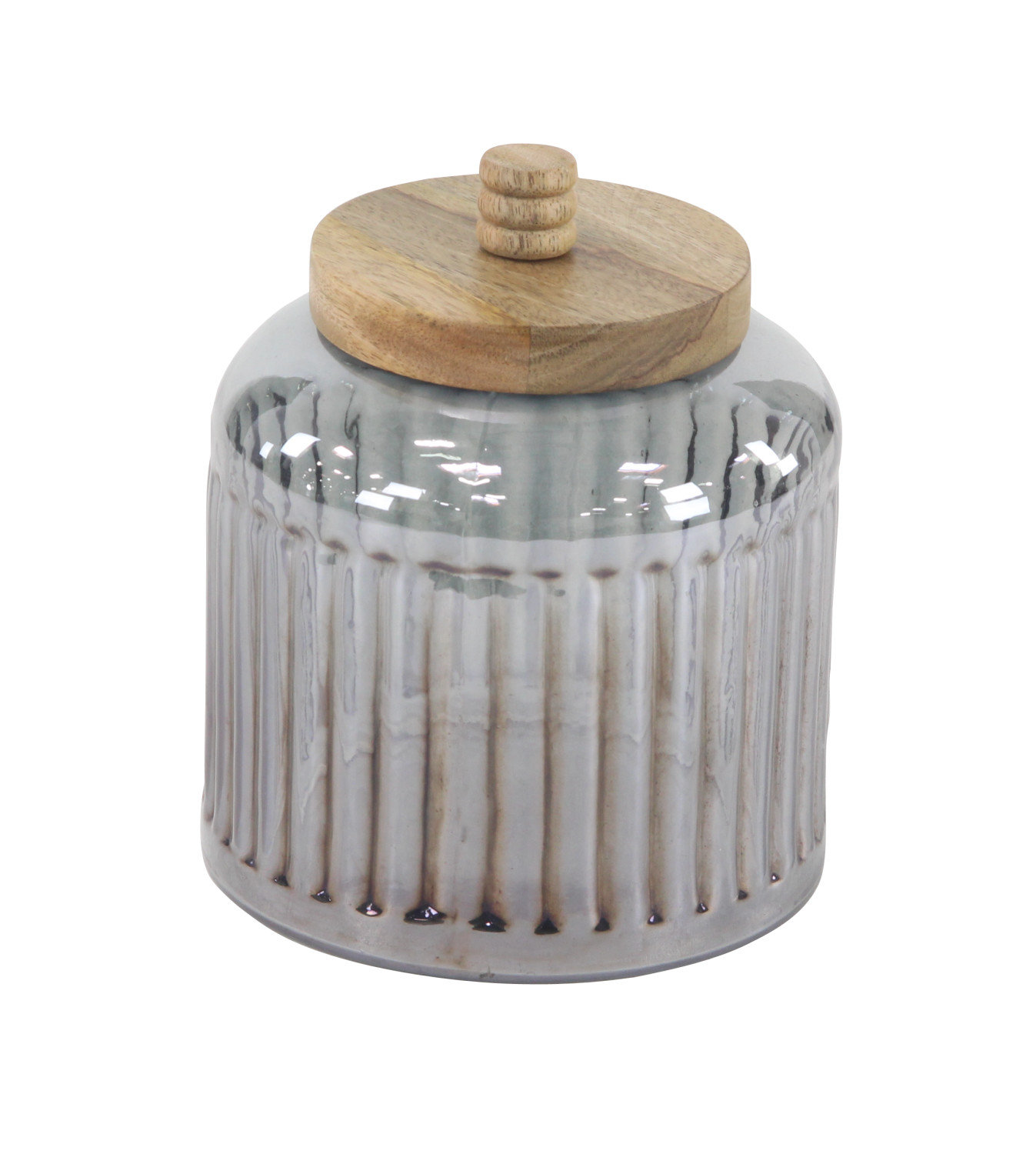 Glass Kitchen Canister Set, Gray, 5" H x 5" W x 5" D
