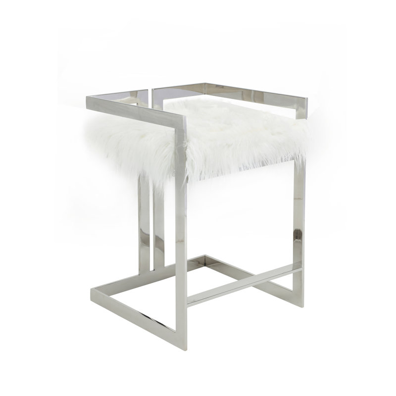 Tabouret Odin, Blanc, Argent, Tabouret de bar (siège d'une hauteur de 30 po)