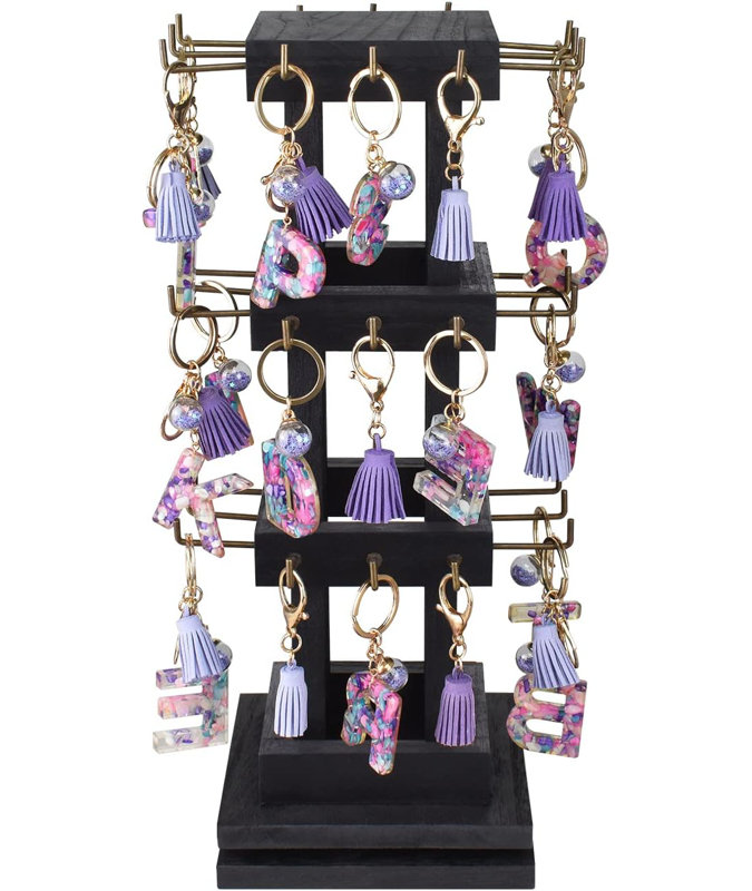 Charmarkco Wood Rotating Jewelry Display, Black