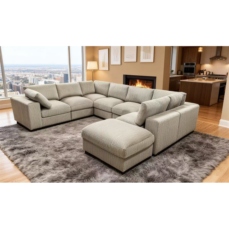 Canapé modulaire réversible en coin avec repose-pieds Aneea, 33 po H x 160 po L x 104 po P, Taupe