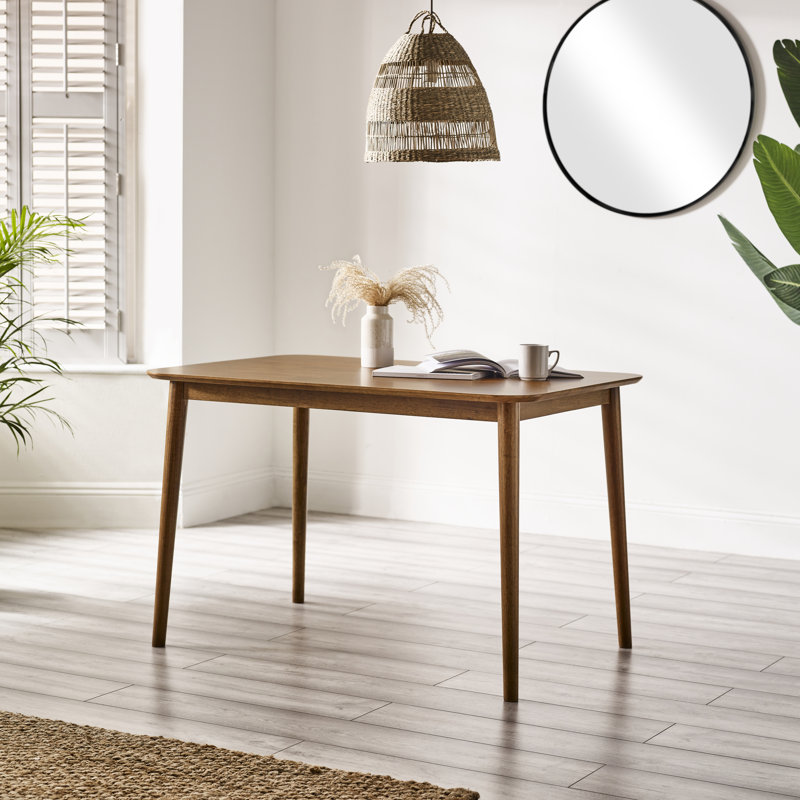 Drea Solid Wood 4 or 6 Seater Dining Table - Traditional Rustic Farmhouse Kitchen Style, 30.3" W x 46.5" L, Walnut