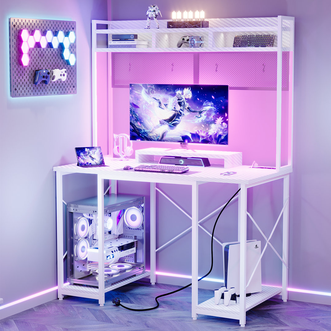 Didi 115cm W Rectangle Computer Desk with Hutch and Cabinet