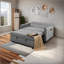 Élégant canapé-lit coulissant avec structure en bois de polyester tissé et en bois massif-1134858865