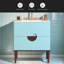 Ensemble de meuble-lavabo 30 po avec lavabo en céramique, armoire de rangement moderne avec 2 tiroirs, cadre en bois massif, bleu