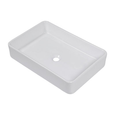 Lavabo de salle de bain vasque rectangulaire en céramique blanche L 24 po x l 16 po