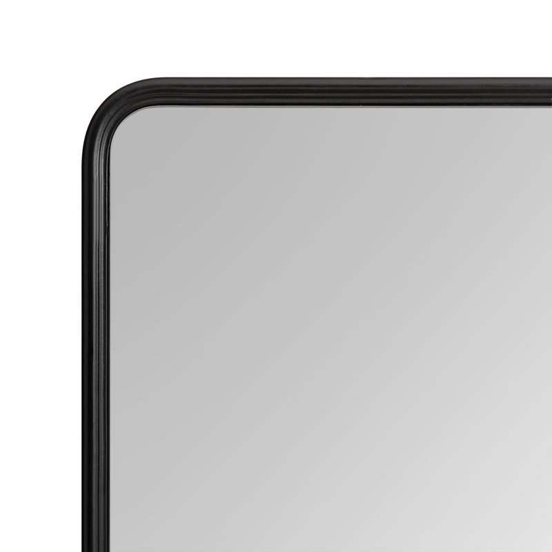 Caskill Framed Radius Rectangle Wall Mirror, Black, 48" x 16"