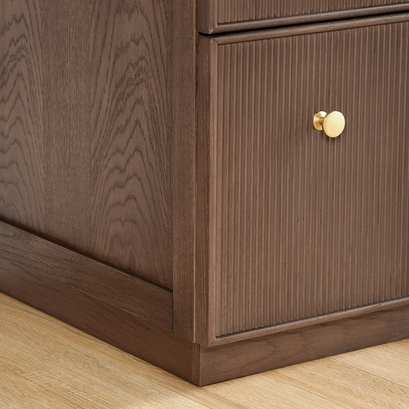 Meuble-lavabo sur pied simple 36 po avec plateau en quartz Calacatta Waubun Rally, Chêne brun foncé