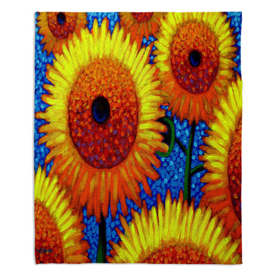 Couverture sherpa doux à 2 fleurs