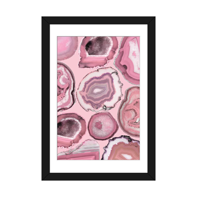 « rose agates », impression sur toile, Papier d'art encadré noir, Blanc, H 24 po x l 16 po x P 1 po