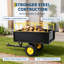 Remorque utilitaire durable en acier d'une capacité de 750 lb de remorquage de 17 pieds cubes avec roues amovibles et côtés robustes pour le tracteur de pelouse