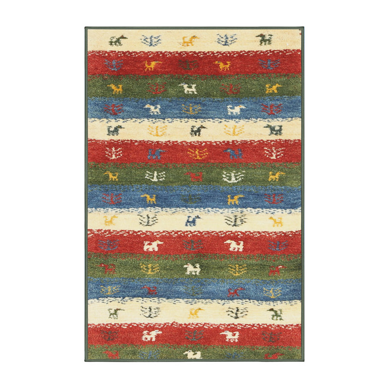 Tapis beige / vert / rouge pennsbury, Rectangle 5 pi x 7 pi