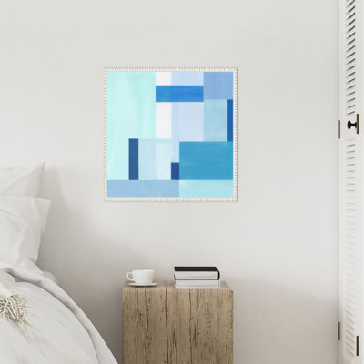 «Blue Geometric Harmony II» par Hannah Dawson, reproduction d'art sur toile encadrée