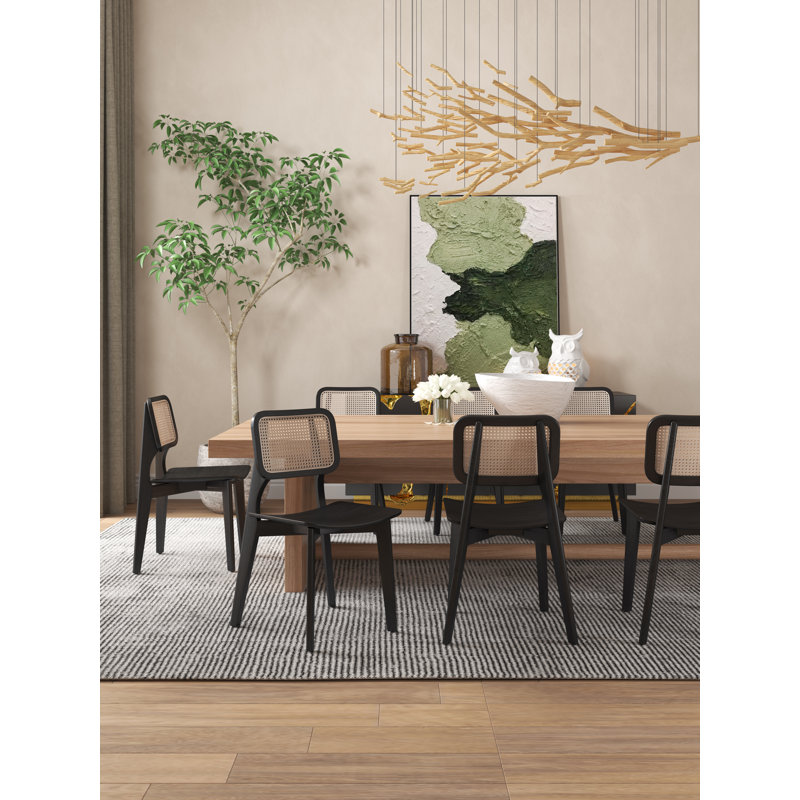 Versailles Industry Chic Ash Wood Dining Side Chair in Black and Natural, Black