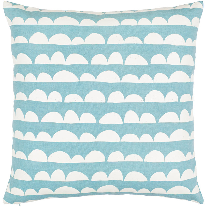 Lachen Abstract Down Throw Pillow, 18" x 18", Teal/Cream