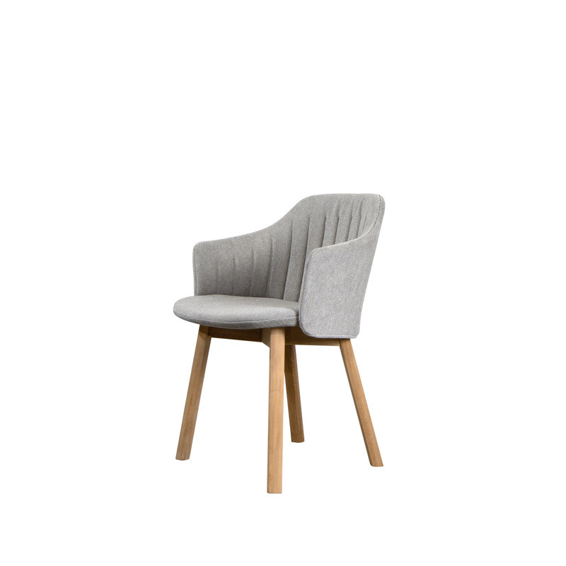Choice Chair Indoor and Four Wood Legs Base with Upholstery Cover Set (Cane-line Ambience Seat-Back Cover), Light Gray