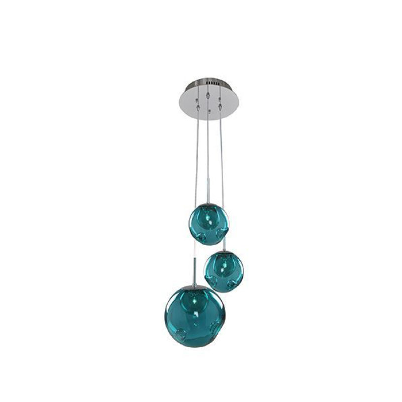 Luminaire suspendu 3 LT Météore Kalco, Turquoise