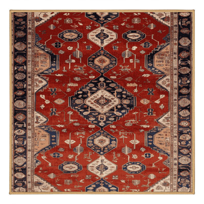 Machine Washable Persian Brown Area Rug