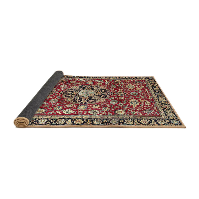 Beige oriental adamine/noir/rouge Tapis décoratif, Rond 7 pi