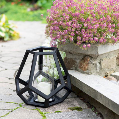 12.8'' H Wood Tabletop Lantern