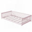 Lit simple au sol avec clôture sans porte, lit en bois d'hévéa avec barrières de sécurité, rose-84381969