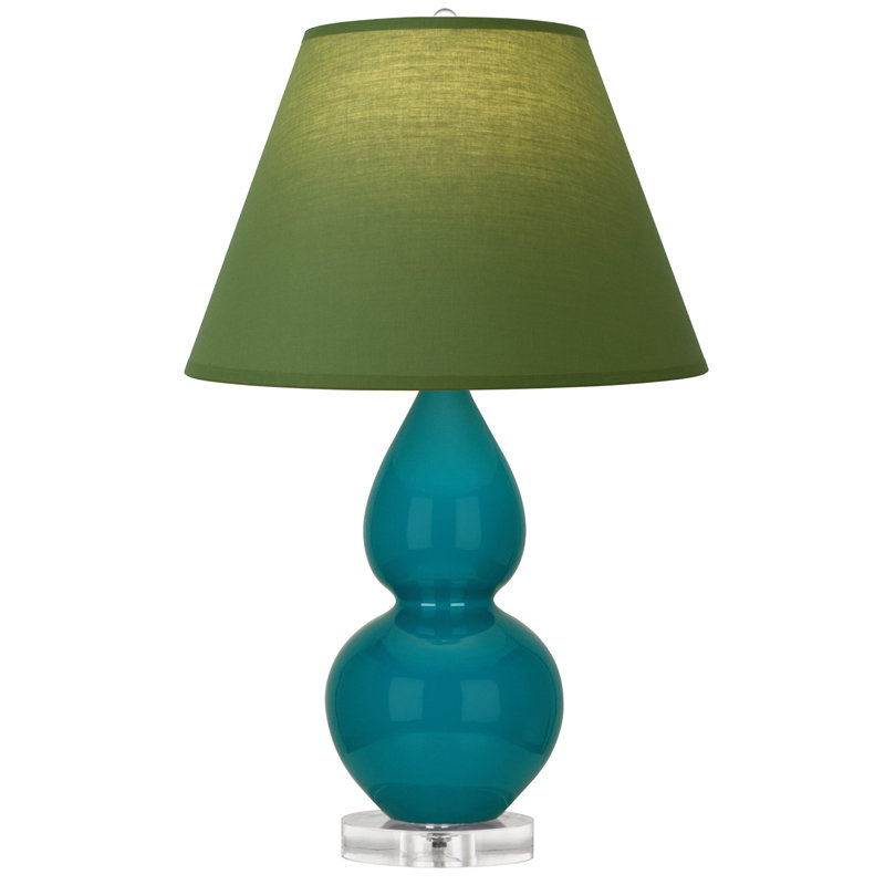 Petite lampe d'appoint à double gourde, Thé vert / taupe, Paon
