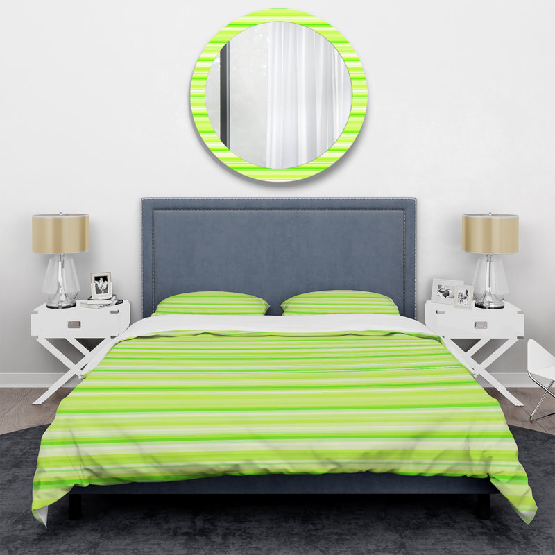 Ensemble de housse de couette en microfibre vert / blanc 3 pièces
