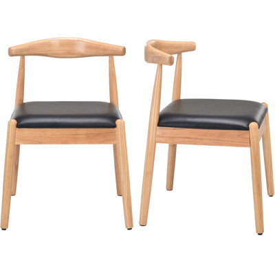 Ensemble de 2 chaises de salle à manger de style Mid-Century avec structure en chêne massif et siège tissé à la main Weave