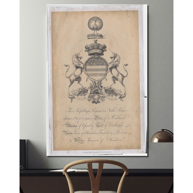 «Peerage of England III», art textuel, H 12 po x l 8 po x P 1,5 po, Toile tendue