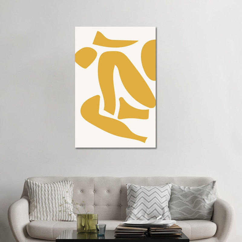 « Déconstruit jaune » par Mambo art studio-impression, Pas de tapis, H 48 po x l 32 po x P 1,5 po, Toile tendue