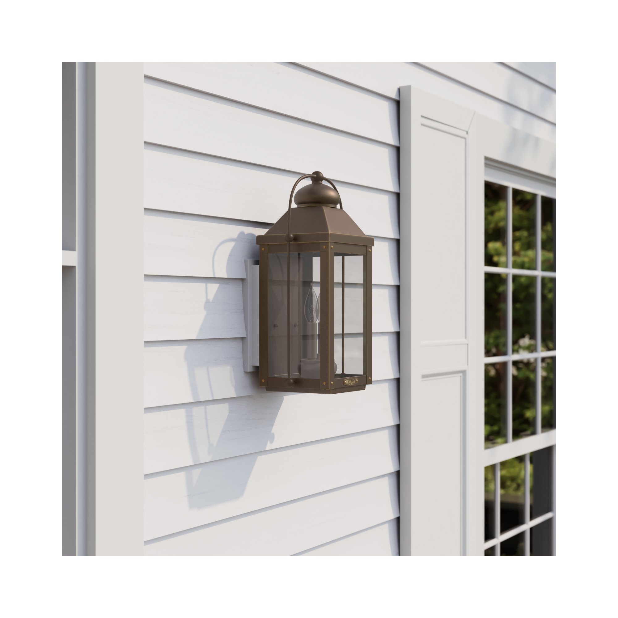 Anchorage Outdoor Wall Mount Carriage Lantern, Light Oiled Bronze, 17.75" H x 9.25" W x 7.75" D