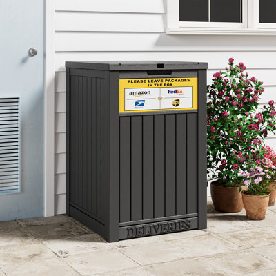 Boîte de rangement polyvalente 48 gallons - Rangement extérieur imperméable avec couvercle verrouillable et panneau de livraison de colis