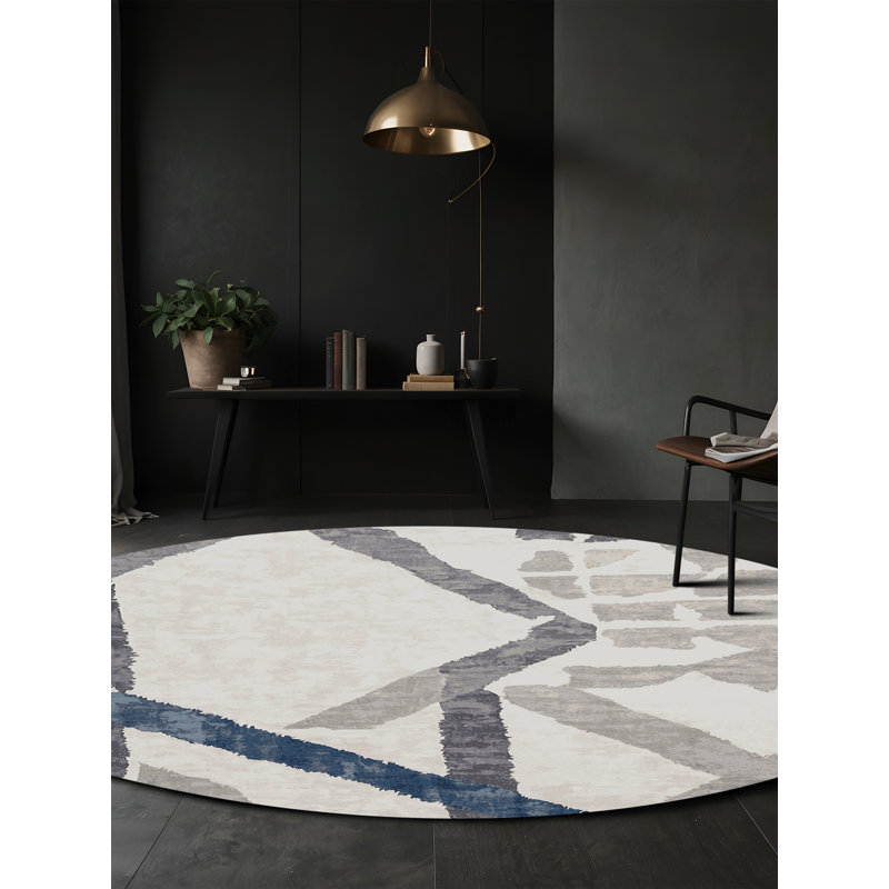 Machine Washable Gray Area Rug, Round 7'