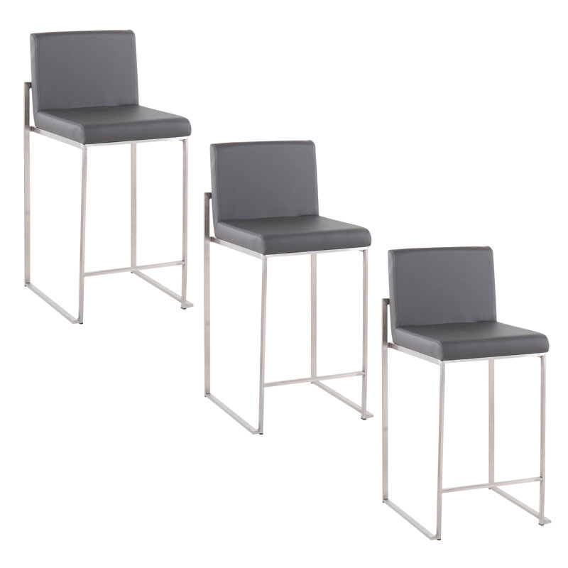 Tabouret de comptoir Fuji, Argent argent