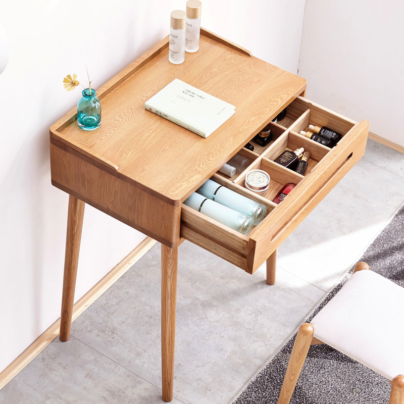 Compact Dresser With Storage, 29.8In Height, 13.78In Package Height Natural Wood Top, 24.28In Depth, Oak Color