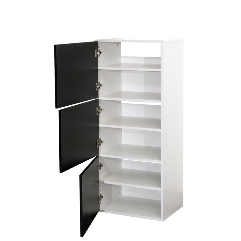 12 Pair Shoe Storage Cabinet, White/Black