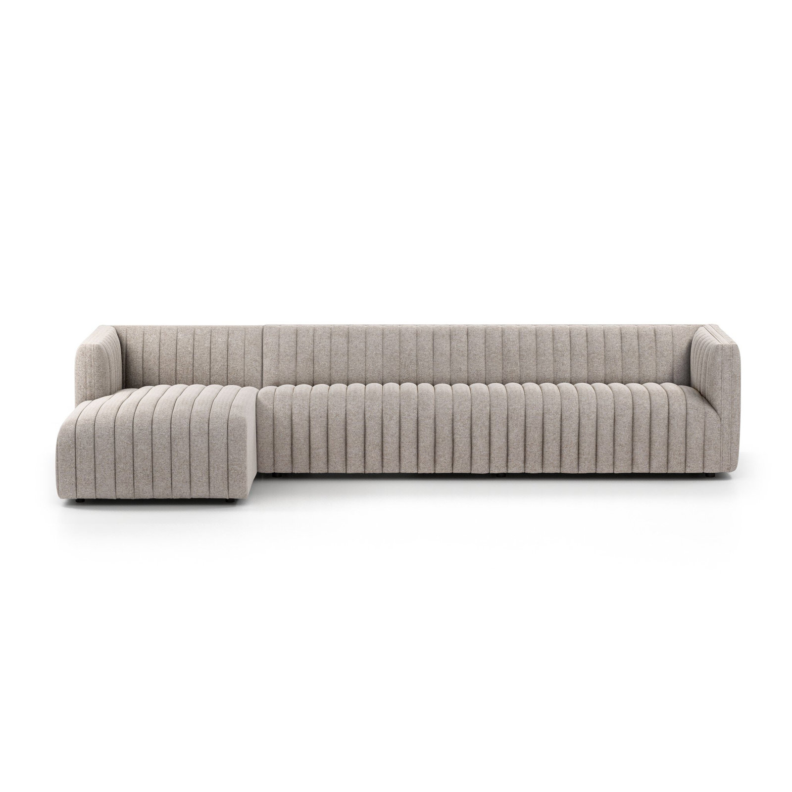 Brandt Upholstered Chaise L-Sectional, Left Hand Facing, Orly Natural Velvet, 26" H X 126" W X 64" D