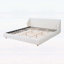 Structure de lit tapissier très grand moderne avec tête de lit à oreilles extra large, profil bas, aucun sommier tapissier requis, assemblage facile, blanc-1123757445