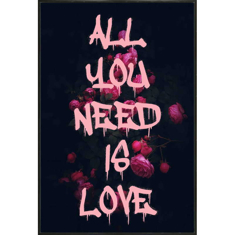 All You Need Is Love Print, 60" H x 40" W, Black Framed