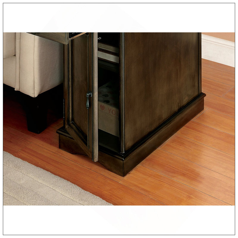 Porte-gobelet escamotable transitionnel pour armoire de table d'appoint avec prise USB intégrée, gris