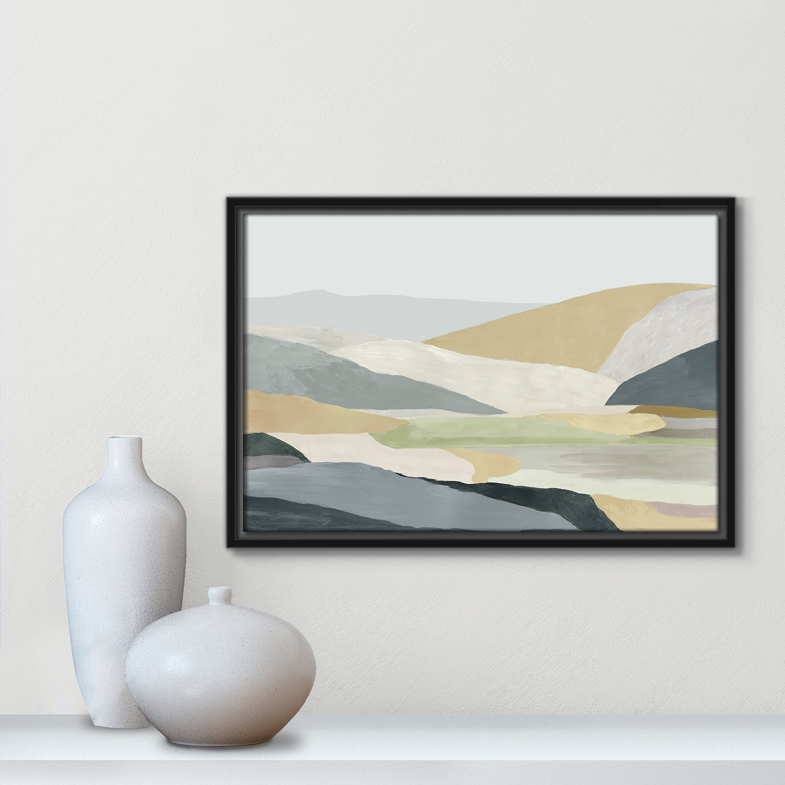 Blair "Warm Hills I" Painting, 13.5" H x 19.5" W x 2" D, Black Canvas